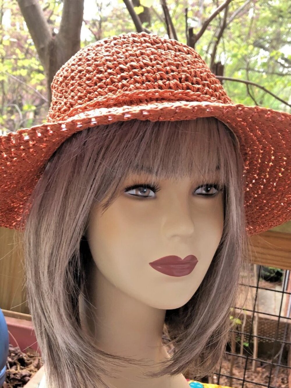 Triangle Sport Headwear Straw Hat Orange Wide Colorful Cotton Brim Band One Size